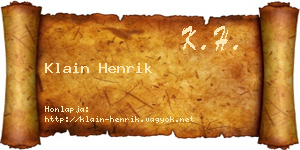 Klain Henrik névjegykártya